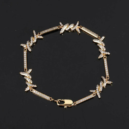 2.5mm Wire Chain Micro Inlaid Zircon Japanese Buckle Fine Thorn Chain Bracelet