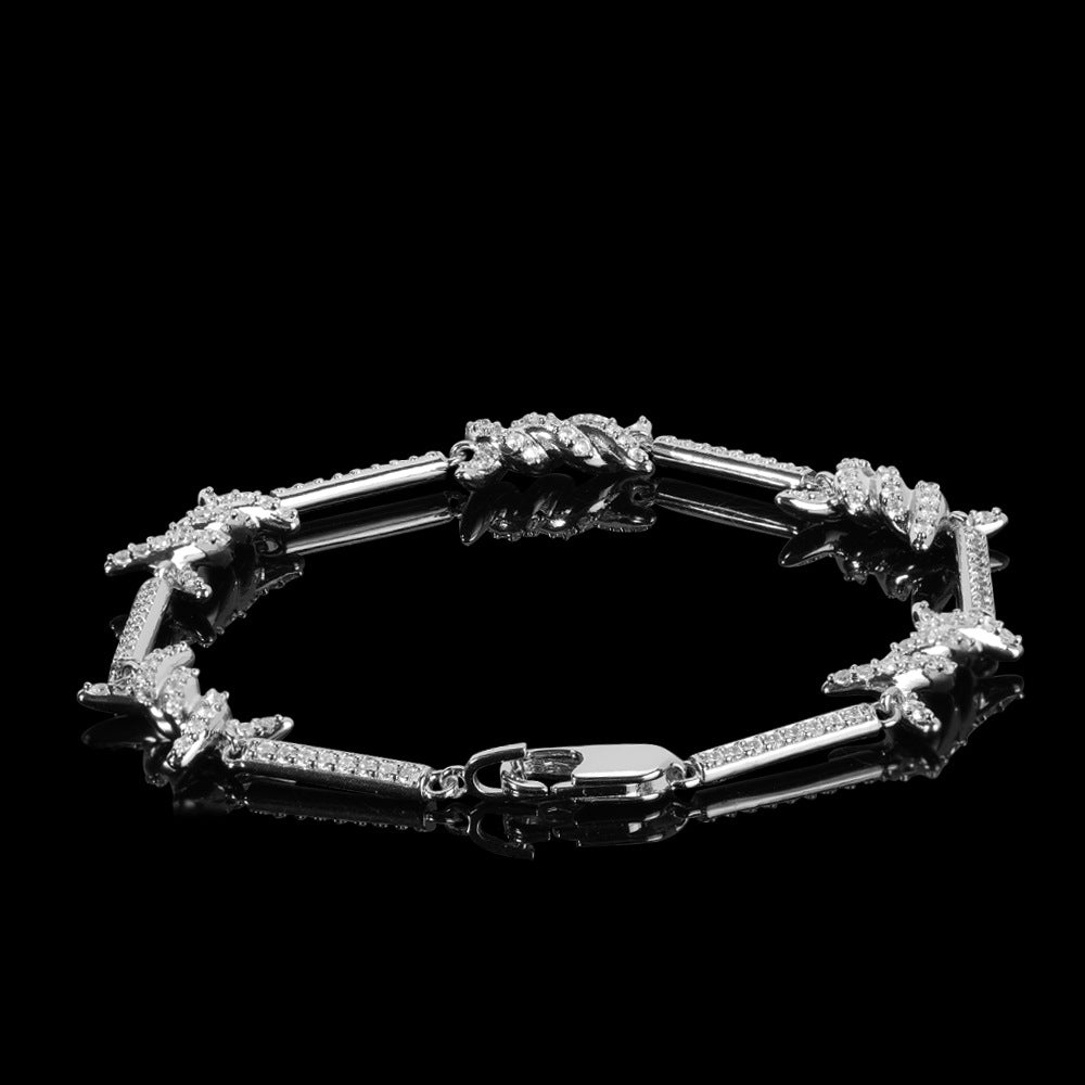 2.5mm Wire Chain Micro Inlaid Zircon Japanese Buckle Fine Thorn Chain Bracelet