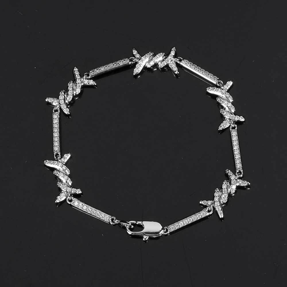 2.5mm Wire Chain Micro Inlaid Zircon Japanese Buckle Fine Thorn Chain Bracelet